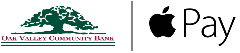 Oak Valley Community Bank logo and Apple Pay logo